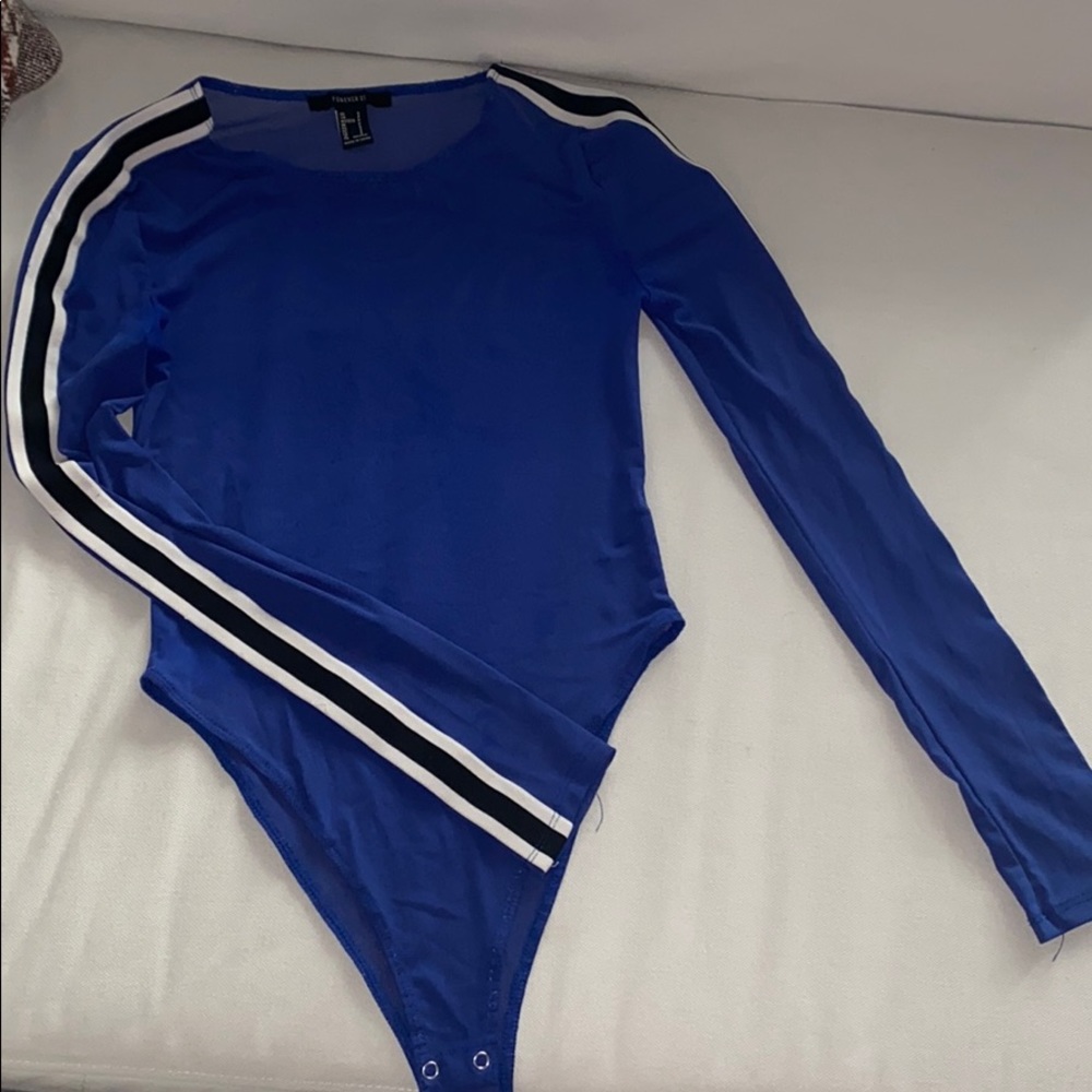 Forever 21 Blue mesh bodysuit
